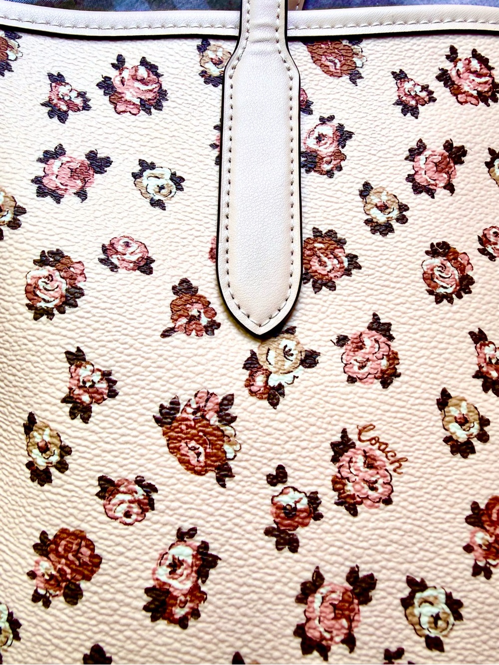 Large beautiful Coach Pink Floral Tote with multi flower accents - Picture 6 of 6